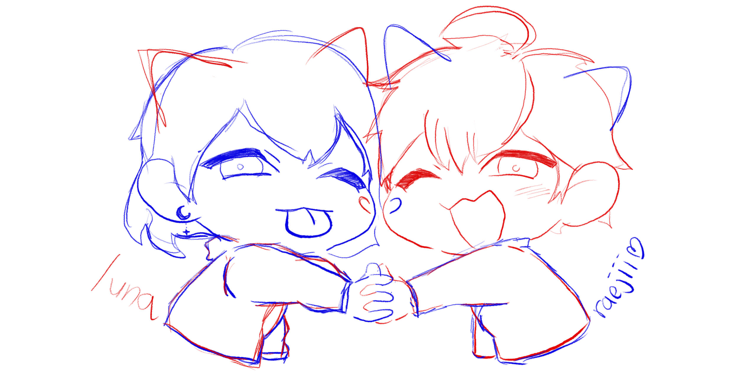luna x raejii commission sketch